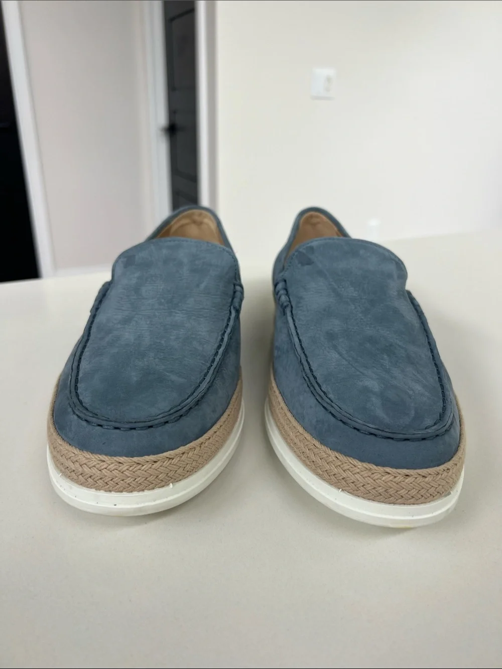 TOD’S pantofola gomma rafia light blue aviation suede leather loafers men’s 8.5